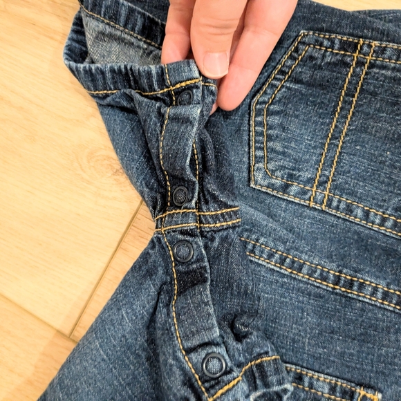 Gymboree Y2K Denim Short Overalls with Monkey Patch - Picture 3 of 5